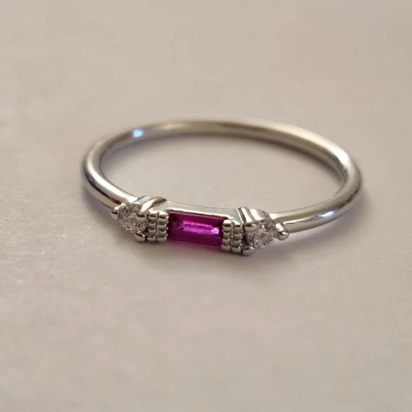 New 925 Silver Ruby Diamond Band Stacking Ring for Women - Picture 9 of 13